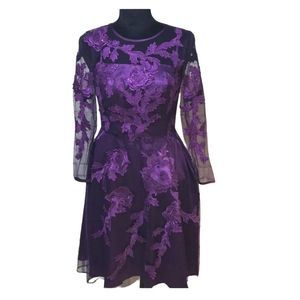 Vintage Gothic Prom Timeless Purple Long-sleeve Cocktail Dress Sz 2